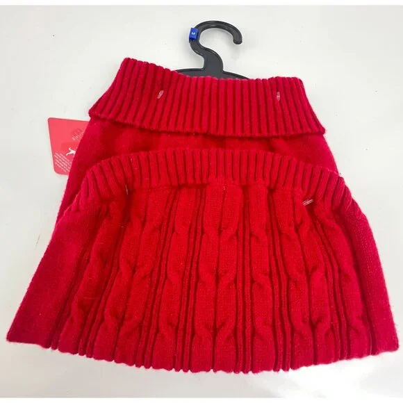 St. Johns Bark Dog Sweater Red Cable Knit Turtleneck M - Picture 4 of 5